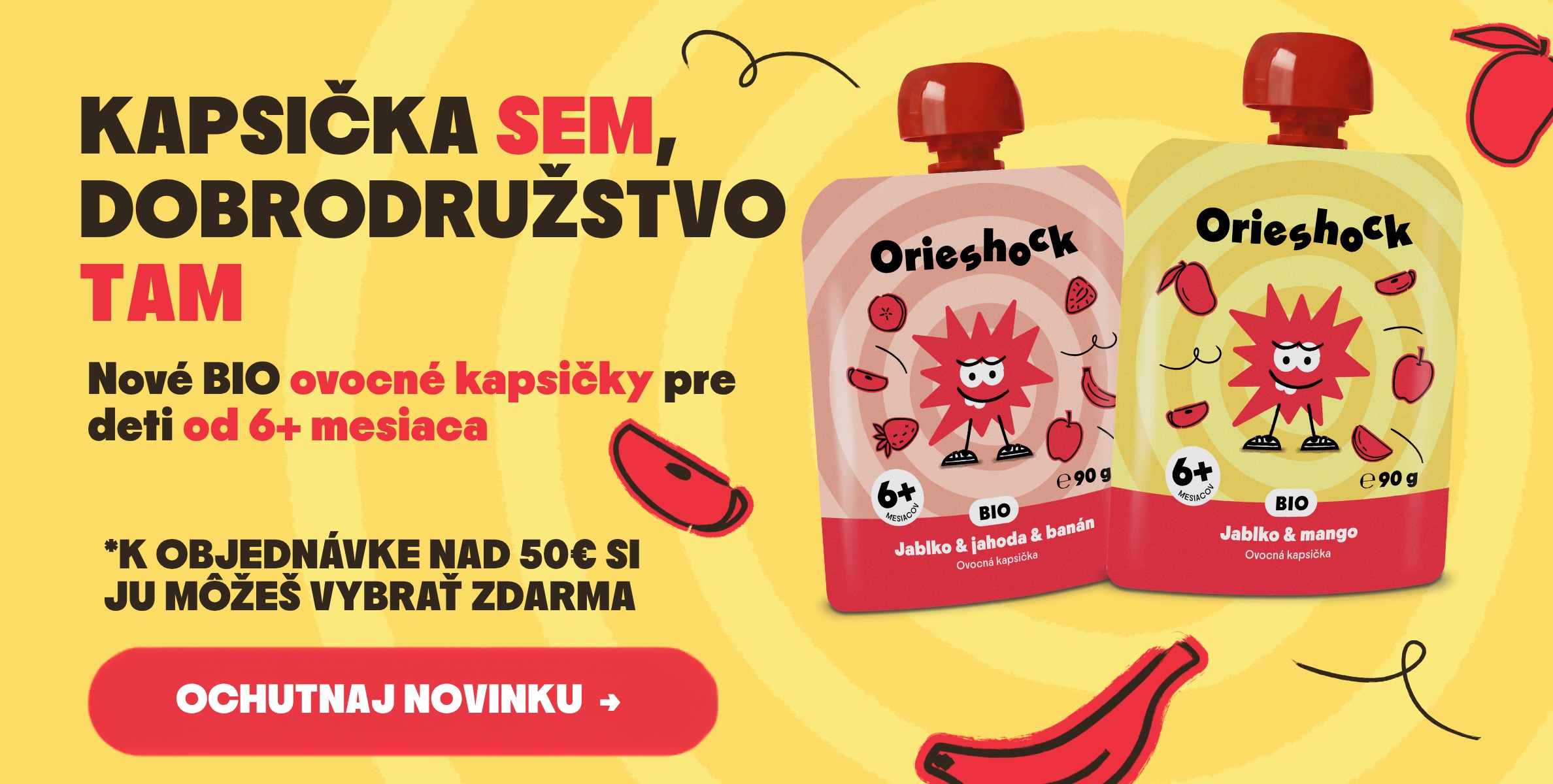 Novinka BIO ovocné kapsičky Orieshock pre deti od 6+ mesiaca